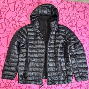 Calvin Klein Mens XL Black Premium Down Puffer Jacket Packable Hooded Coat